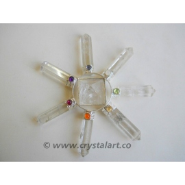 Crystal Quartz Pyramid With Crystal Quartz 7 Point Chakra Energy Generator Tools