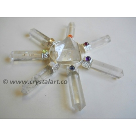Crystal Quartz Pyramid With Crystal Quartz 7 Point Chakra Energy Generator Tools