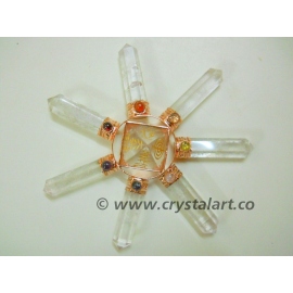 Crystal Quartz Reiki Engraved Pyramid With 7 Point Chakra Energy Generator Tools In Copper