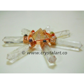 Crystal Quartz Reiki Engraved Pyramid With 7 Point Chakra Energy Generator Tools In Copper