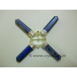 Crystal Quartz Pyramid With Lapis Lazuli 4 Point Energy Generator Tools