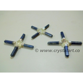 Crystal Quartz Pyramid With Lapis Lazuli 4 Point Energy Generator Tools