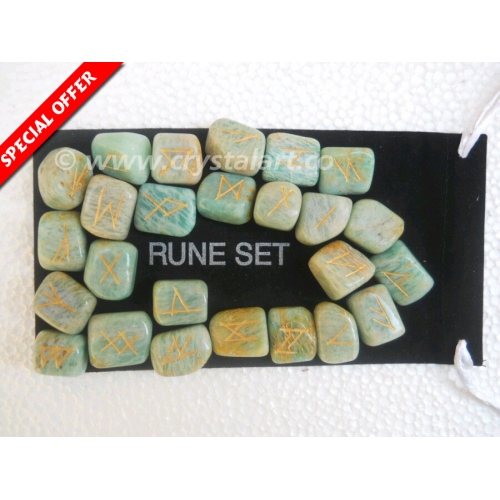 Amazonite Rune Set with Pouch