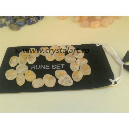 Crystal Quartz Rune Set with Pouch