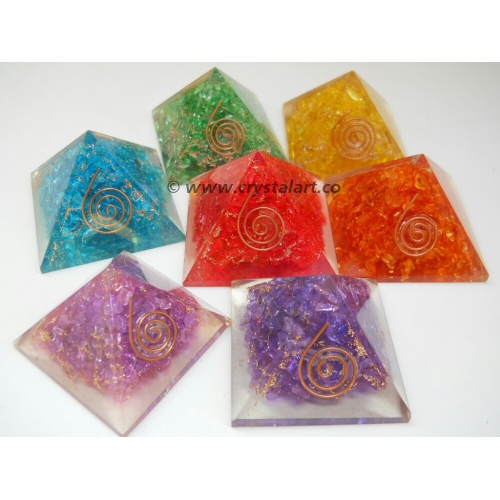 Mix Crystal Chakra Reiki Symbol Orgone Pyramid Shape