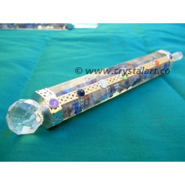 Gemstone 7 Chakra Faceted Ball Orgone Healing Stick