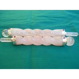 Rose Quartz Twisted Spiral Healing Stick