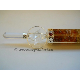 Crystal Spinning Merkaba Star 7 Chakra Faceted Orgong Healing Wands