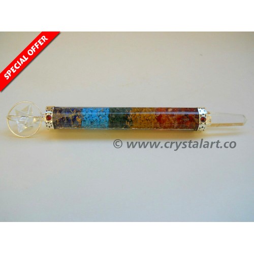 Spinning Merkaba Star 7 Chakra Layer Orgone Healing Stick