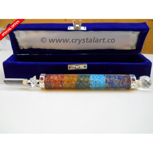 Crystal Spinning Merkaba 7 Chakra Layers Orgone Healing Stick