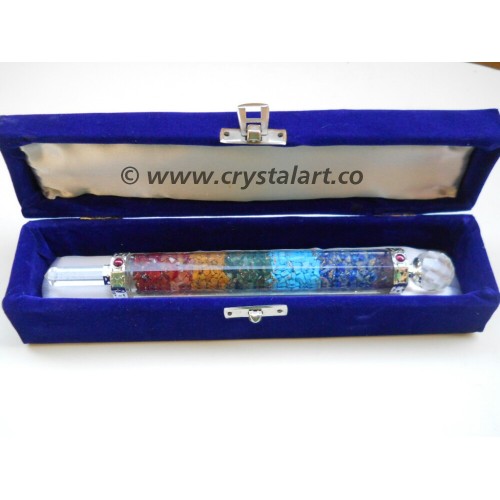 7 Chakra Layer Faceted Wand Orgone Healing Stick