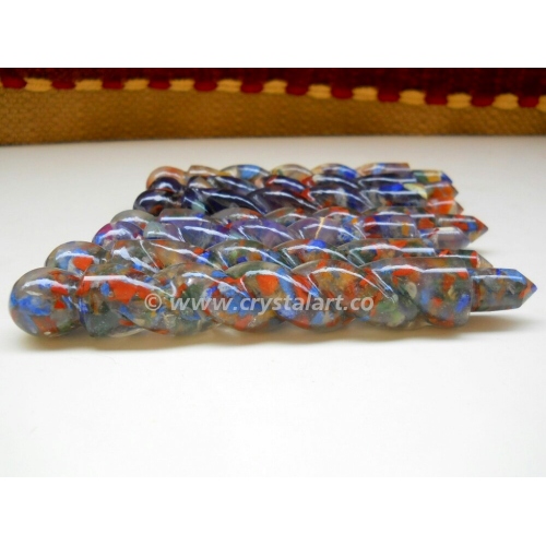 Orgone 7 Chakra Twisted Carving Healing Stick