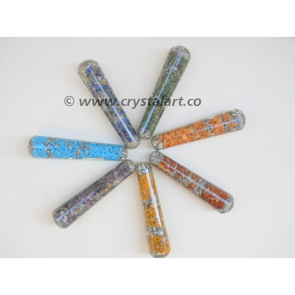 Gemstone Seven Chakra Orgone Smooth Massage Wands