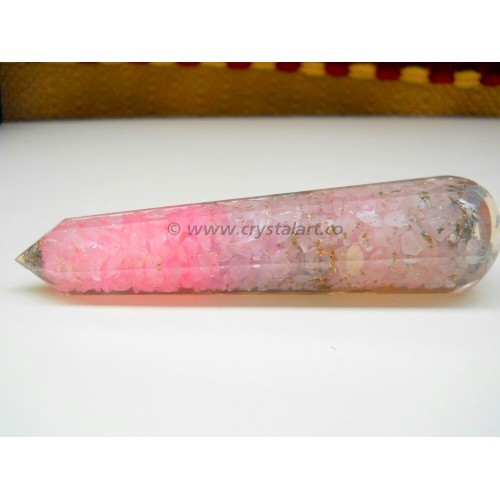 Rose Quartz Faceted Point Orgone Massage Wand