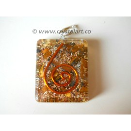 Tiger Eye Square Reiki Symbol Orgone Pendants