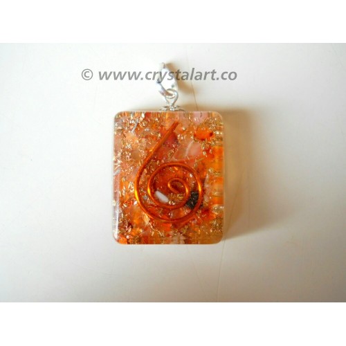 Red Carnelian Square Reiki Symbol Orgone Pendants