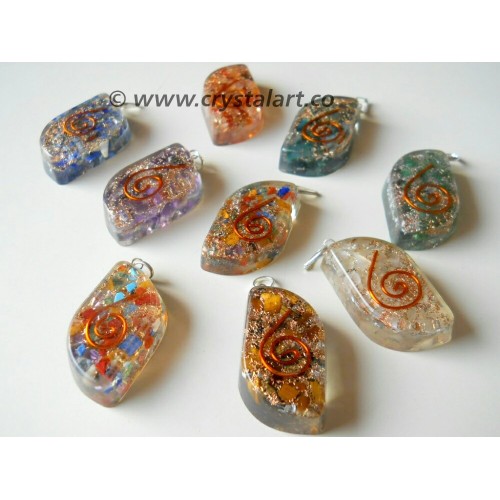 Mix Gemstone Reiki Symbol Eye Shape Orgone Pendants