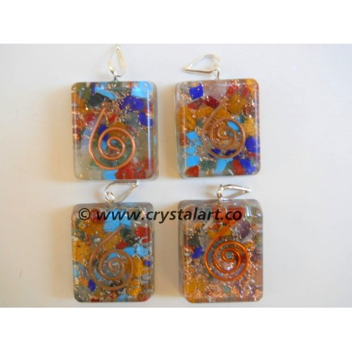 Gemstone Chakra Square Reiki Symbol Orgone Pendants