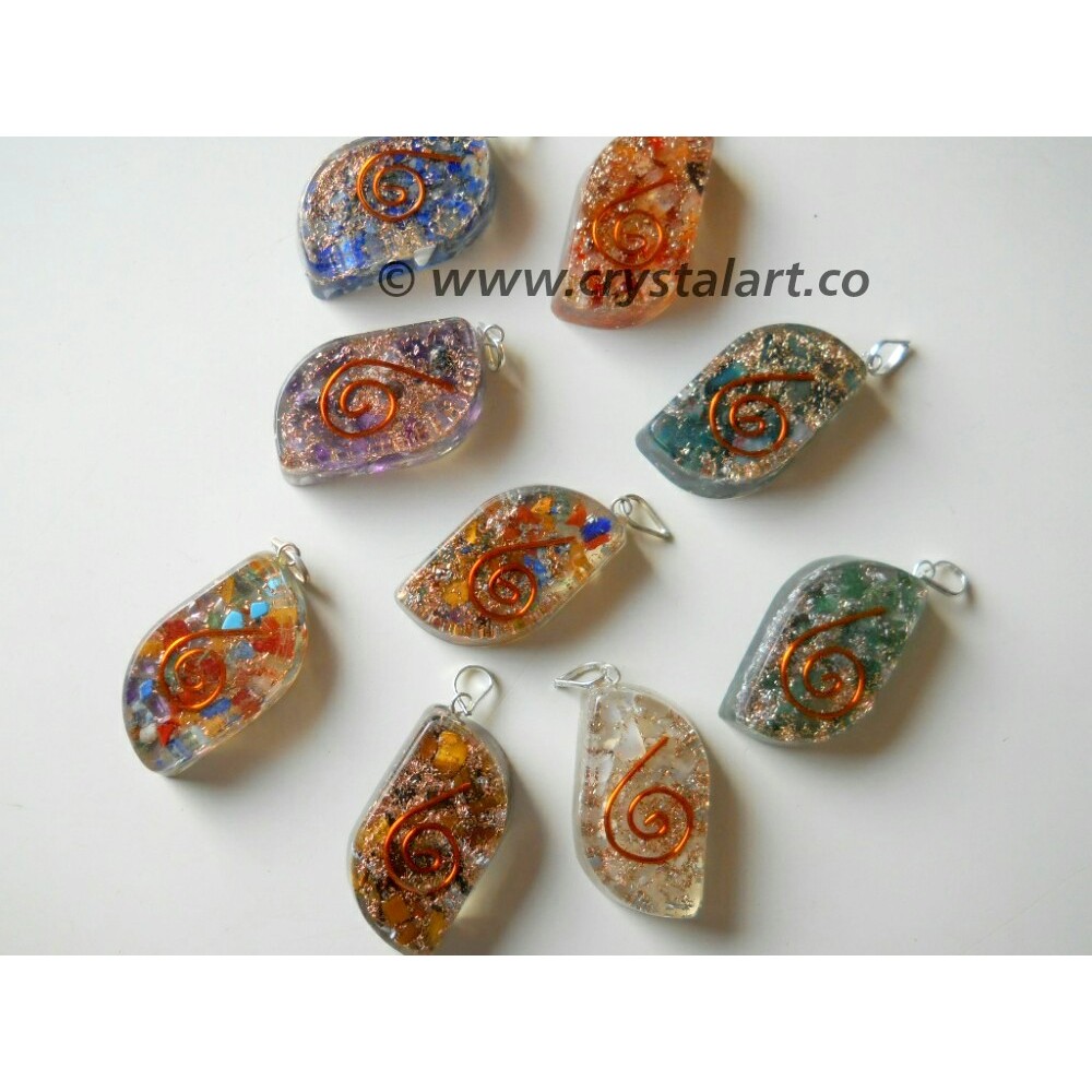 Mix Gemstone Reiki Symbol Eye Shape Orgone Pendants