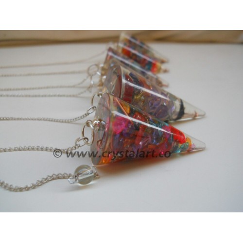 Gemstone Chakra Cone Shape Orgone Pendulum