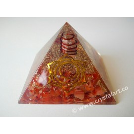 Red Carnelian Agate Quartz Point Sacral Chakra symbol Orgone Pyramid