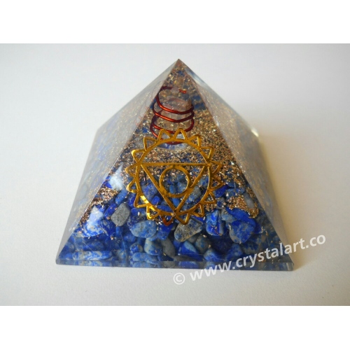 Lapis Lazuli Quartz Point Throat Chakra symbol Orgone Pyramid