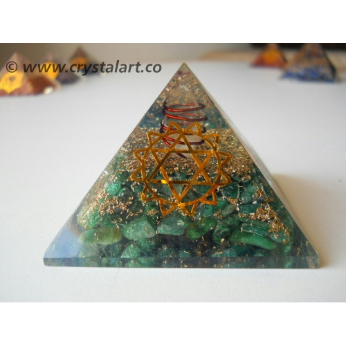 Green Aventurine Quartz Point Heart Chakra Symbol Orgone Pyramid