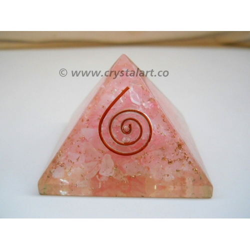 Pink Rose Quartz Reiki Symbol Big size Orgone Pyramid