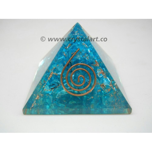 Aqua Crystal 50-55 mm Reiki Symbol Orgone Pyramid