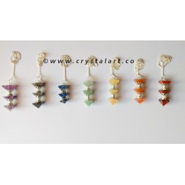 Seven Chakra Three Piece Pyramid Dowsing Pendulum