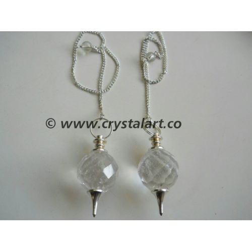 Crystal Quartz Faceted Ball Pendulum