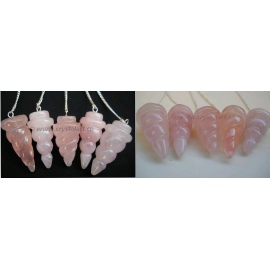 Rose Quartz Twisted Carving Pendulum