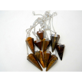 Tiger Eye 6 Faceted Pendulum