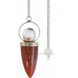 Red Carnelian with Crystal Garnet Pendulum