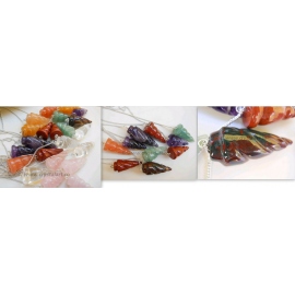 Mix Gemstone Twisted Carving Pendulum