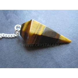 Tiger Eye 6 Faceted Pendulum