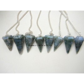 Moss Agate 6 Faceted Pendulum