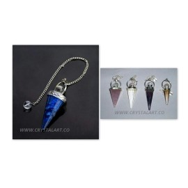 Gemstone 12 Faceted Metal Cap Pendulum