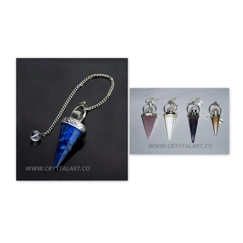 Gemstone 12 Faceted Metal Cap Pendulum