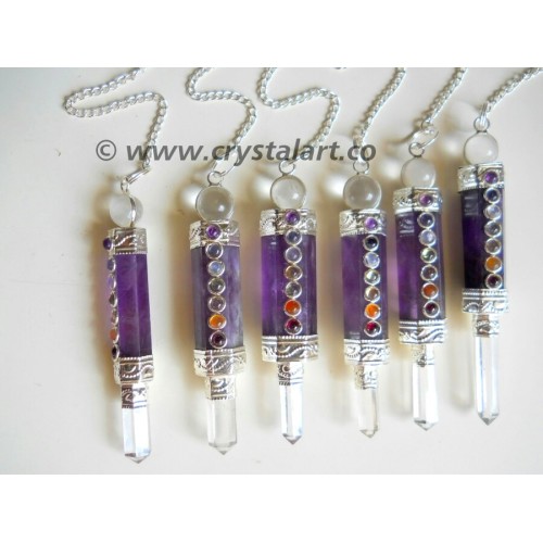 Amethyst Agate Bonded Healing Stick Pendulum