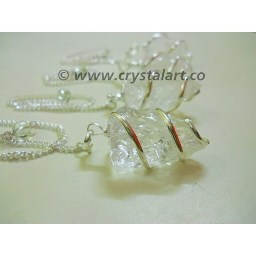 Crystal Quartz Wire Wrapped Natural Pendulum