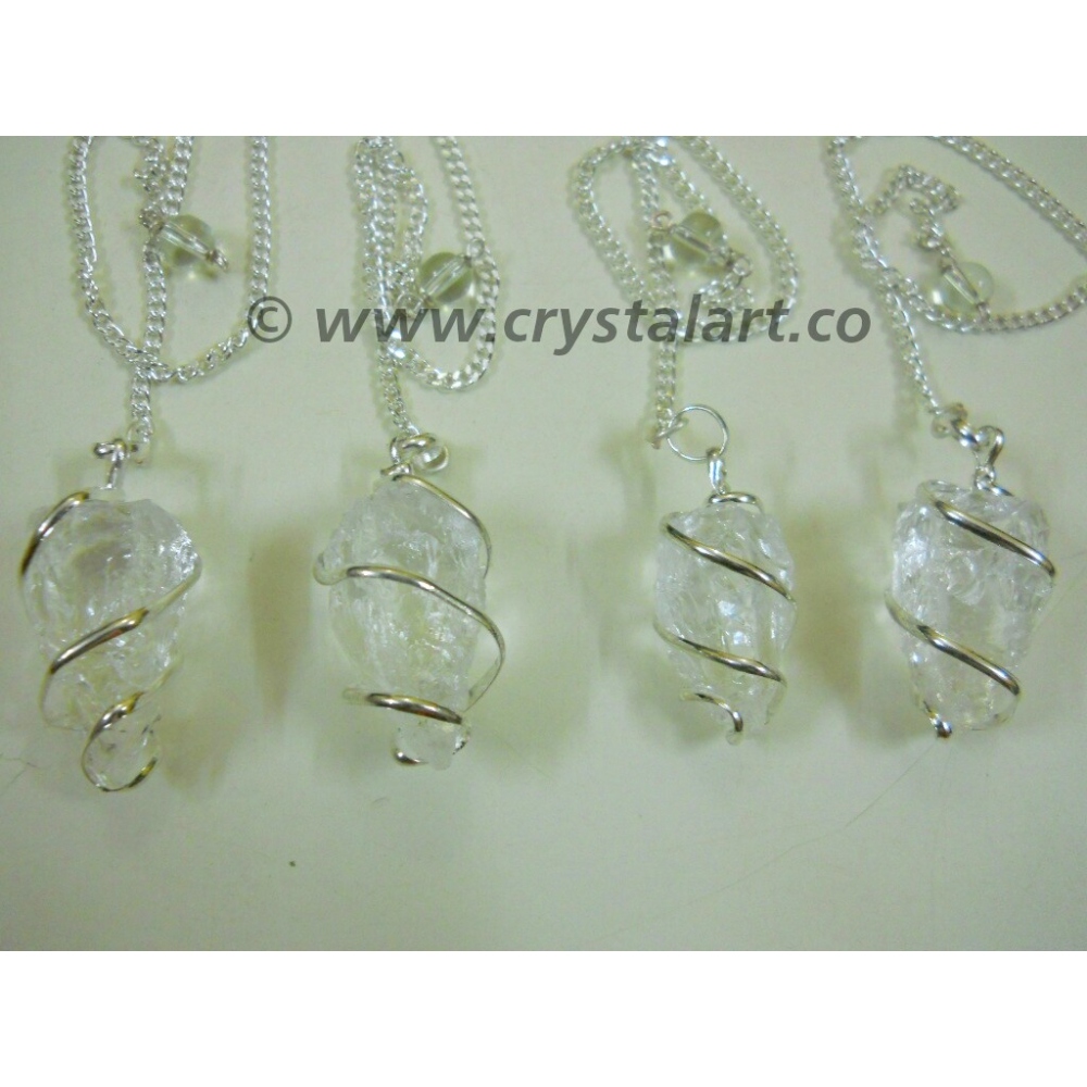 Crystal Quartz Wire Wrapped Natural Pendulum