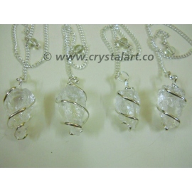 Crystal Quartz Wire Wrapped Natural Pendulum