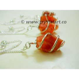 Red Carnelian Wire Wrapped Natural Pendulum