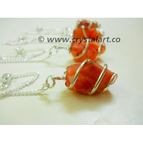 Red Carnelian Wire Wrapped Natural Pendulum