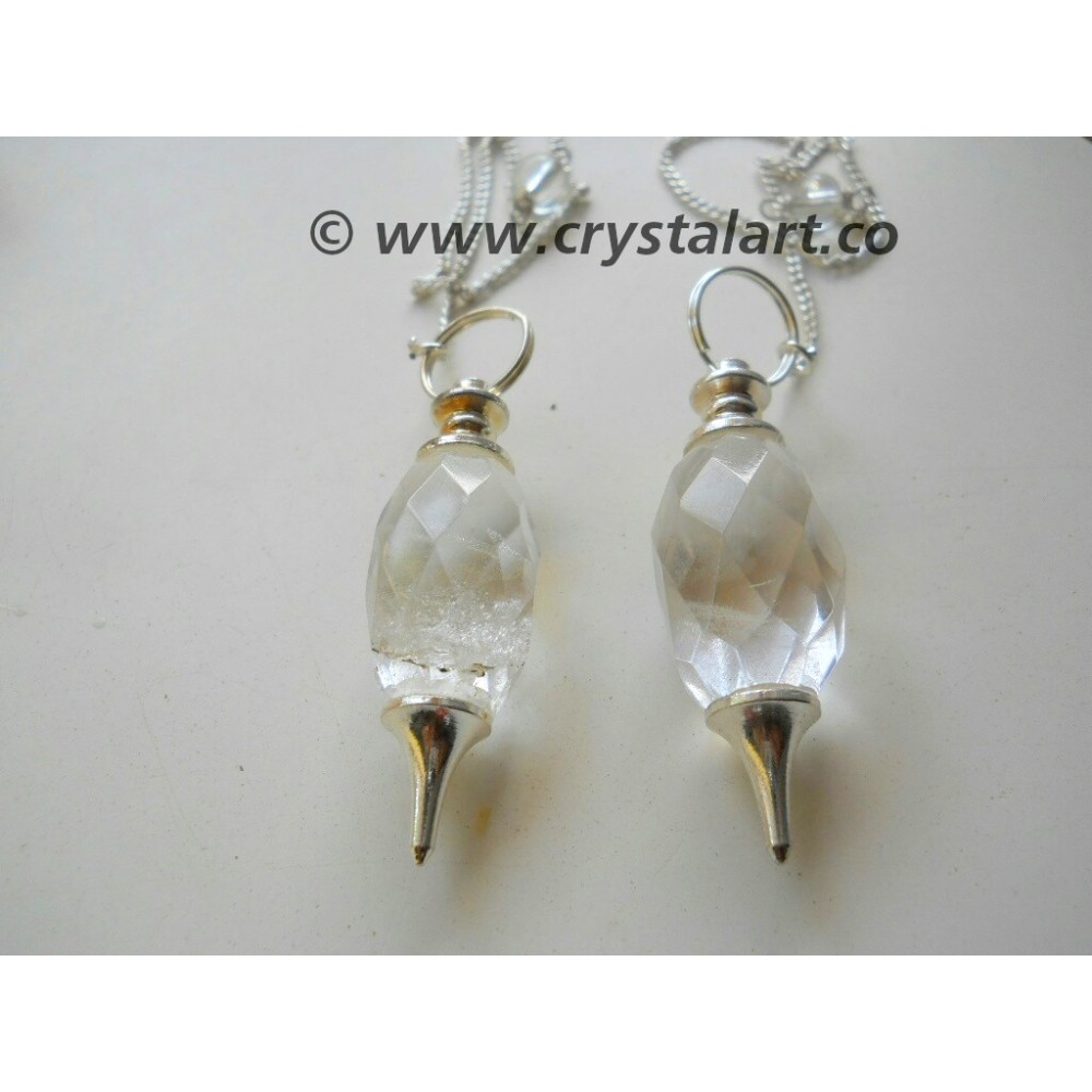 Crystal Quartz Faceted Lingam Pendulum