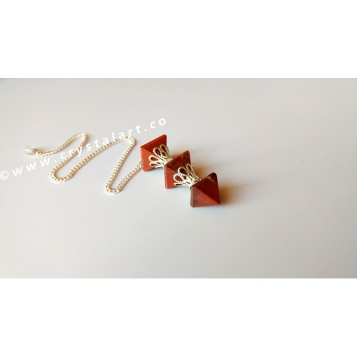 Red Jasper Agate Three Piece Pyramid Dowsing Pendulum