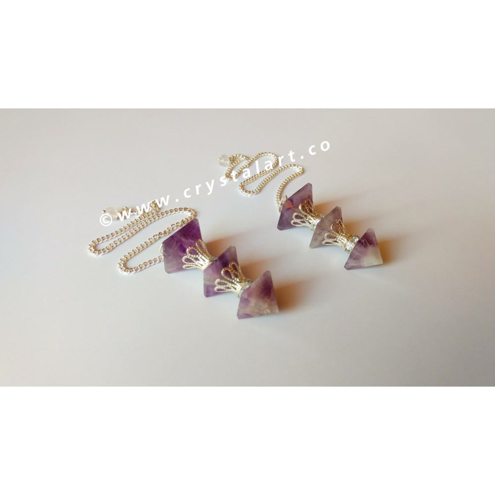 Amethyst Three Piece Pyramid Dowsing Pendulum