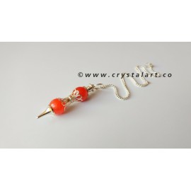 Red Carnelian Agate Two Piece Beads Dowsing Pendulum