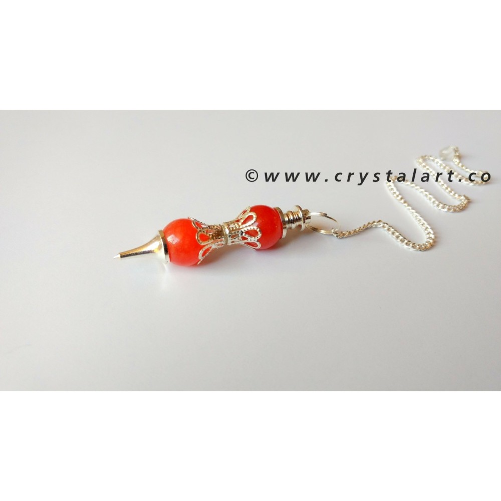 Red Carnelian Agate Two Piece Beads Dowsing Pendulum